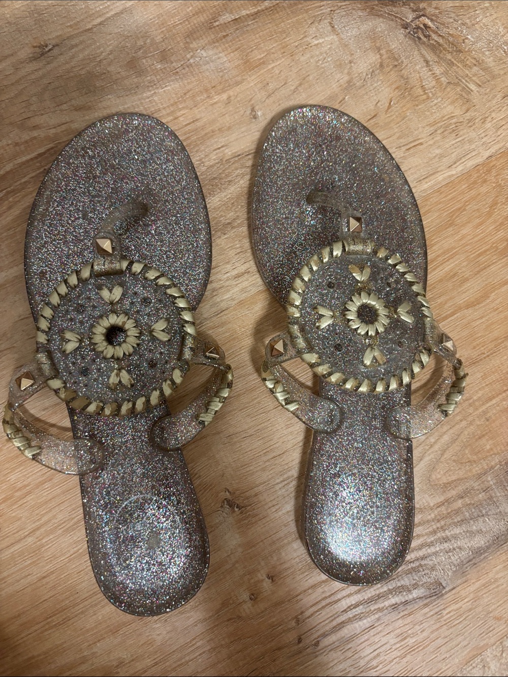 Jack Rogers Glitter Jelly Flip Flops Size 6